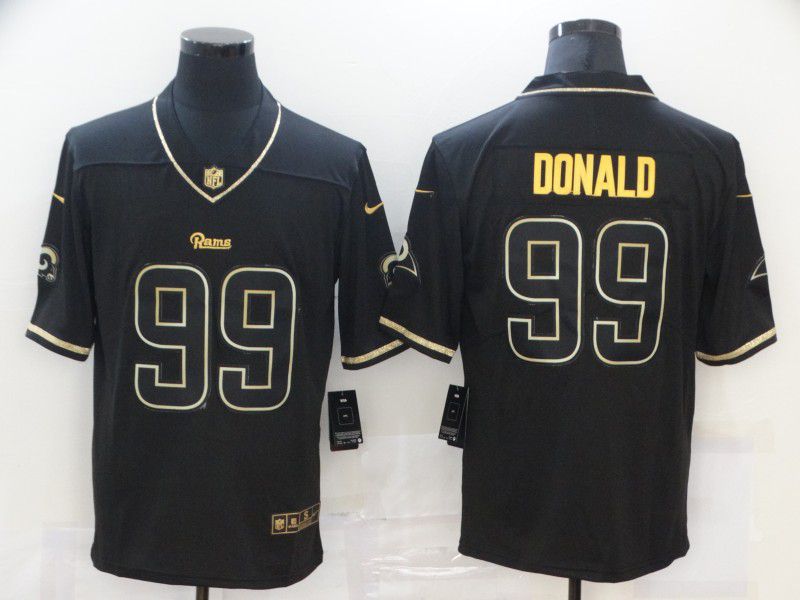 Men Los Angeles Rams #99 Donald Black gold lettering 2020 Nike NFL Jersey